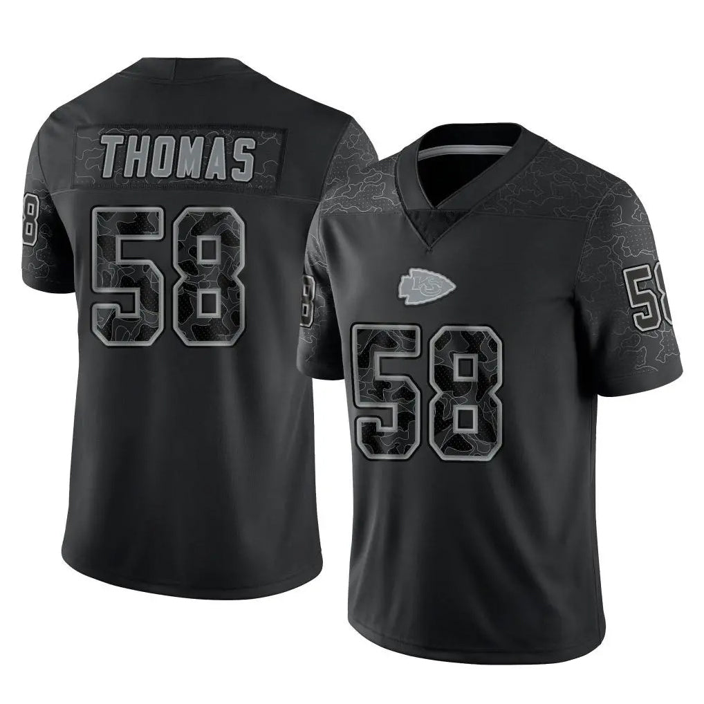 Punc KC.Chiefs #58 Derrick Thomas Player Black Limited Reflective Game Stitched Jerseys