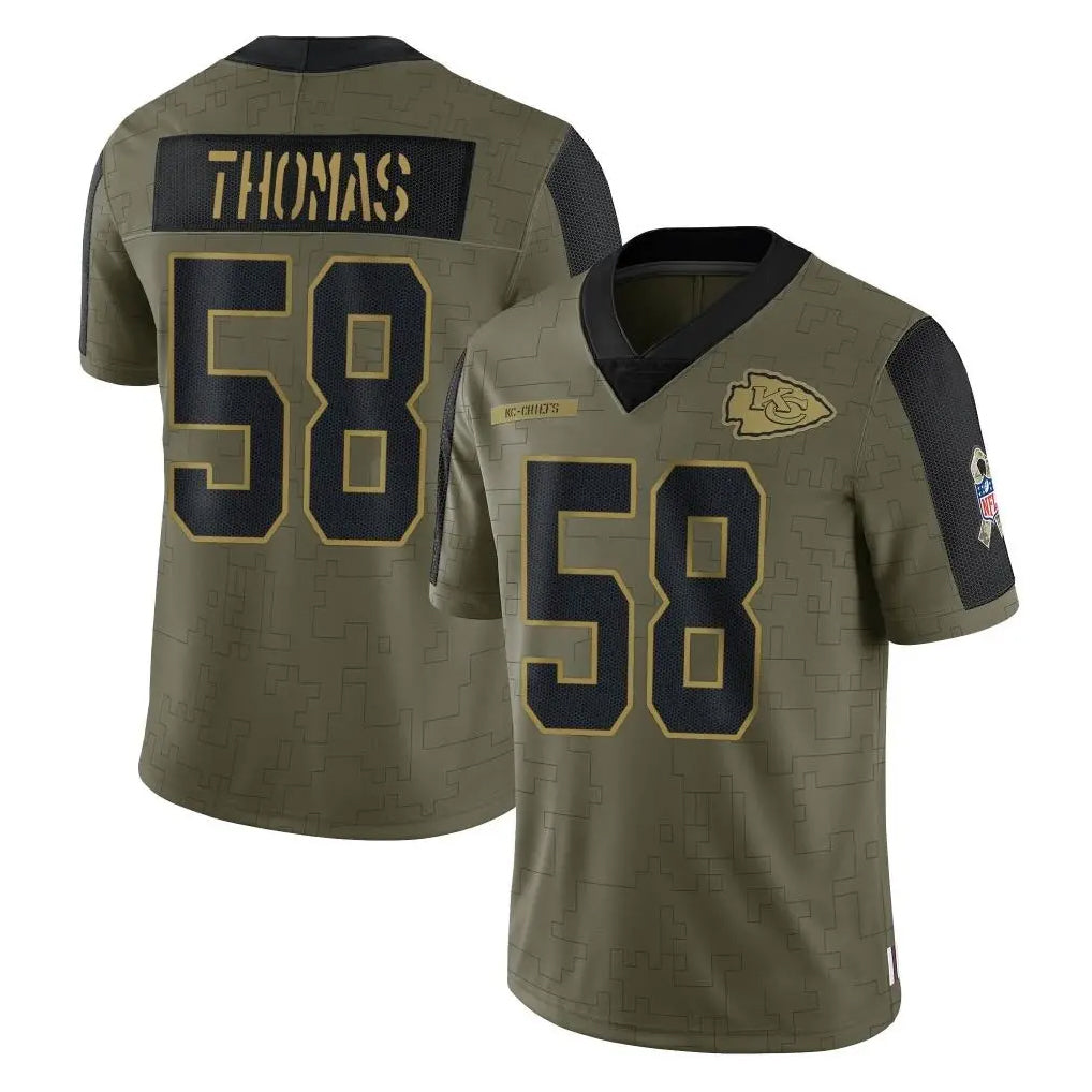 Punc KC.Chiefs #58 Derrick Thomas Player Olive Salute To Service Limited Game Stitched Jerseys