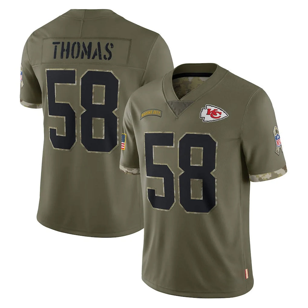 Punc KC.Chiefs #58 Derrick Thomas Player Olive Salute To Service Limited Stitched Jerseys