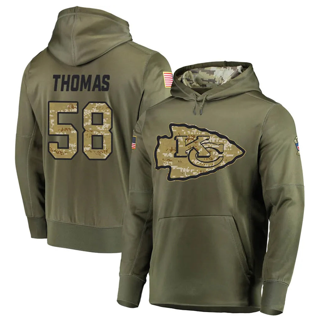Punc KC.Chiefs #58 Derrick Thomas Player Salute to Service Limited Olive Hoodies Stitched Jerseys