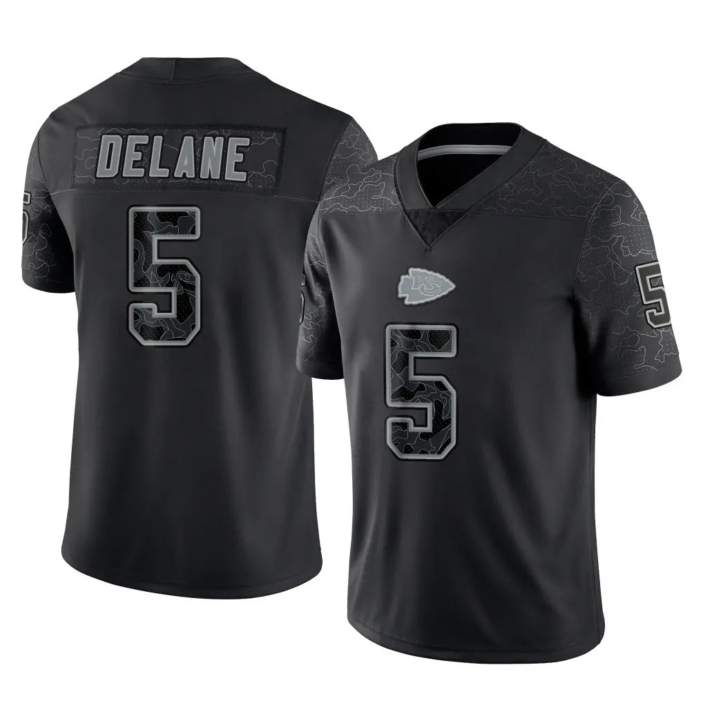 Punc KC.Chiefs #5 Mansoor Delane Player Black Limited Reflective Game Stitched Jerseys