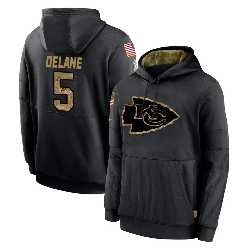 Punc KC.Chiefs #5 Mansoor Delane Player Black Salute to Service Hoodies Limited Game Stitched Jerseys