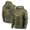 Punc KC.Chiefs #5 Mansoor Delane Player Olive Salute to Service Pullover Hoodies Home Game Stitched Jerseys
