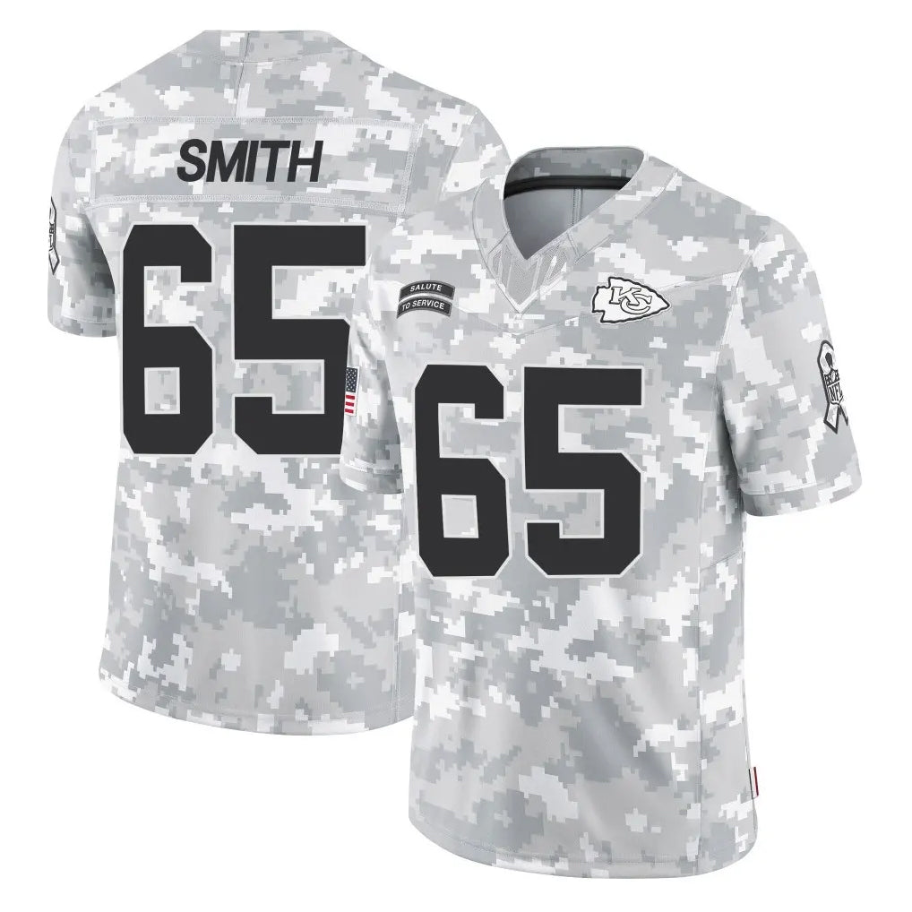 Punc KC.Chiefs #65 Trey Smith Player Arctic Camo Salute To Service Limited Game Stitched Jerseys
