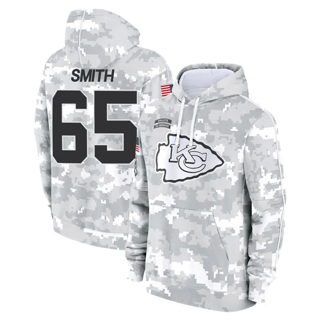 Punc KC.Chiefs #65 Trey Smith Player Arctic Camo Salute to Service Hoodies Limited Game Stitched Jerseys
