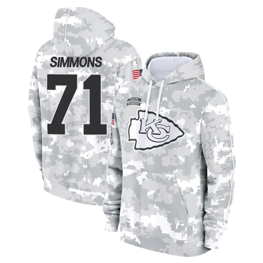 Punc KC.Chiefs #71 Josh Simmons Player Arctic Camo Salute to Service Hoodies Limited Game Stitched Jerseys