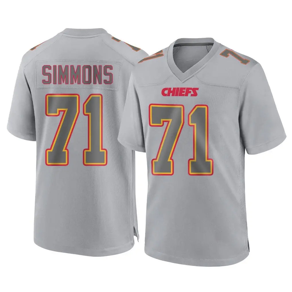 Punc KC.Chiefs #71 Josh Simmons Player Gray Atmosphere Fashion Game Stitched Jerseys