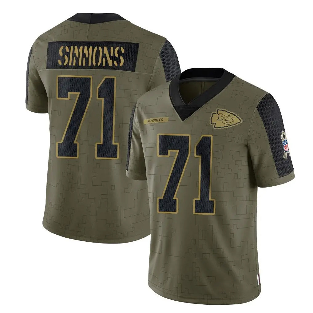 Punc KC.Chiefs #71 Josh Simmons Player Olive Salute To Service Limited Game Stitched Jerseys