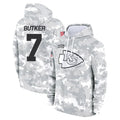 Punc KC.Chiefs #7 Harrison Butker Player Arctic Camo Salute to Service Hoodies Stitched Jerseys