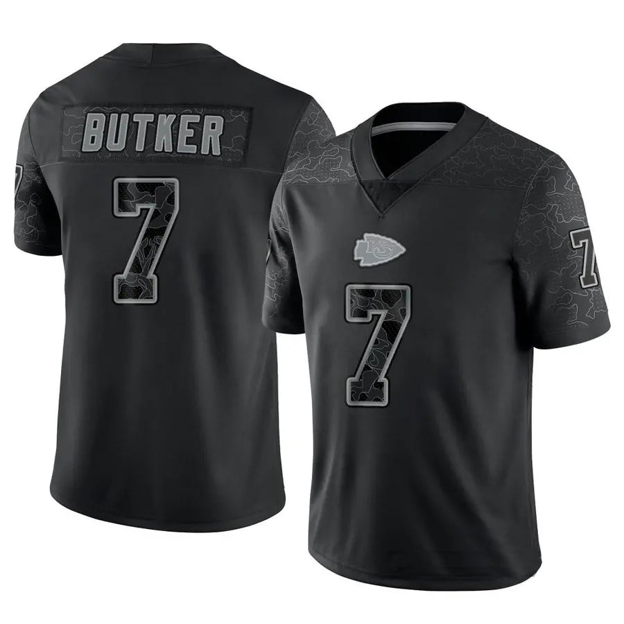 Punc KC.Chiefs #7 Harrison Butker Player Black RFLCTV Limited Stitched Jerseys