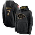 Punc KC.Chiefs #7 Harrison Butker Player Black Salute to Service Hoodies Stitched Jerseys