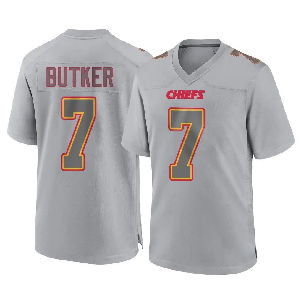 Punc KC.Chiefs #7 Harrison Butker Player Gray Atmosphere Fashion Game Stitched Jerseys