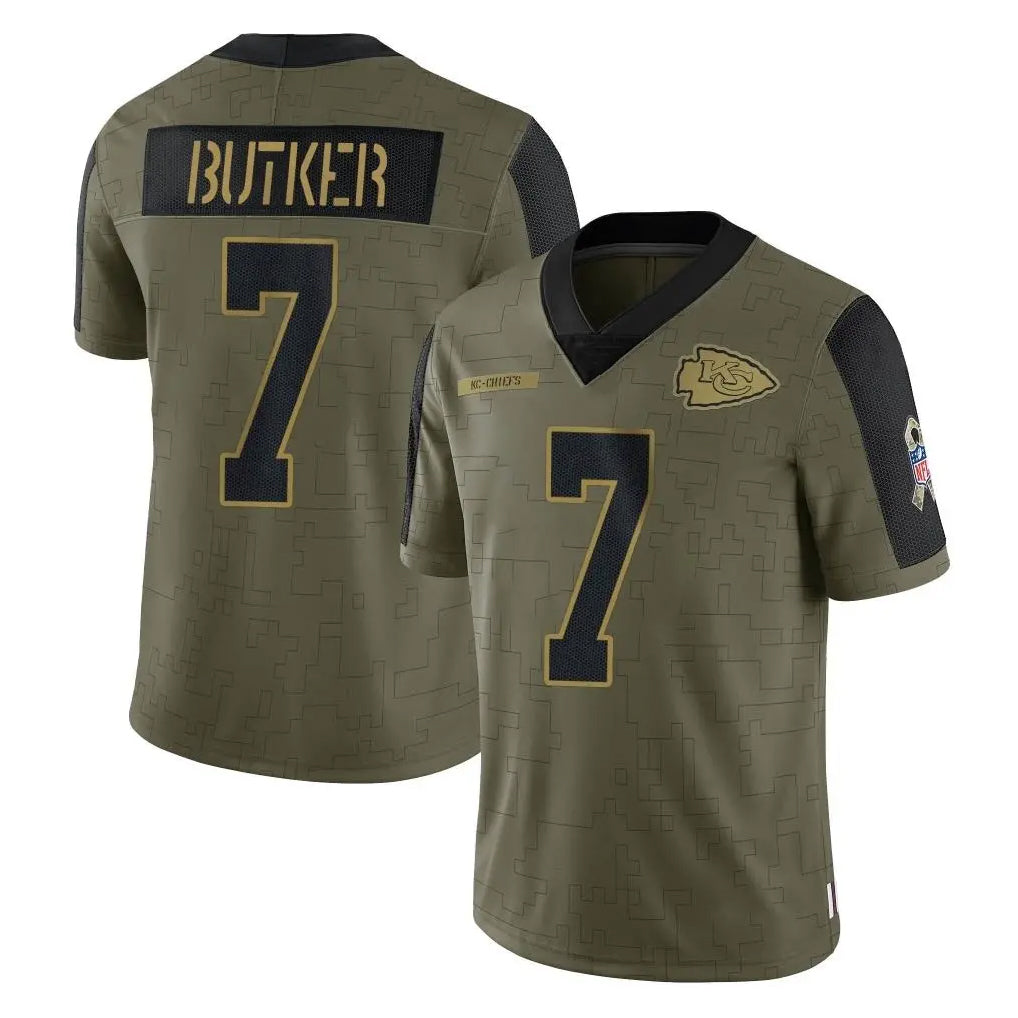Punc KC.Chiefs #7 Harrison Butker Player Olive Salute To Service Limited Game Stitched Jerseys