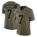 Punc KC.Chiefs #7 Harrison Butker Player Olive Salute to Service Limited Stitched Jerseys
