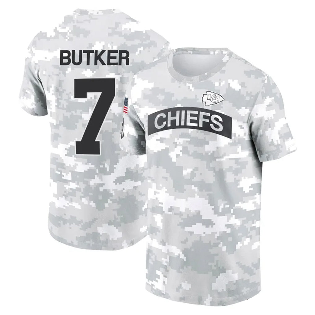 Punc KC.Chiefs #7 Harrison Butker Player Salute to Service Hoodies & T-Shirts Stitched Jerseys