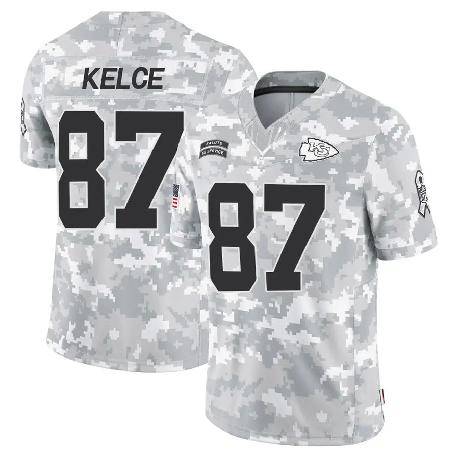 Punc KC.Chiefs #87 Travis Kelce Player Arctic Camo Salute to Service Limited Stitched Jerseys