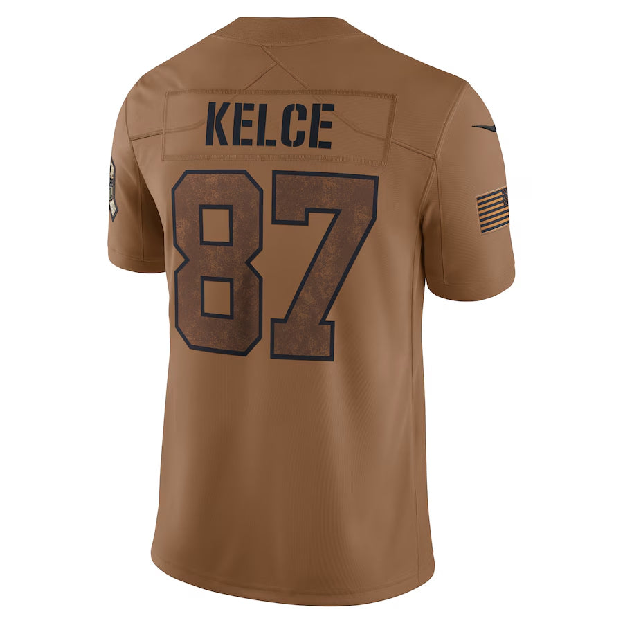 Punc KC.Chiefs #87 Travis Kelce Player Brown Salute To Service Limited Stitched Jerseys