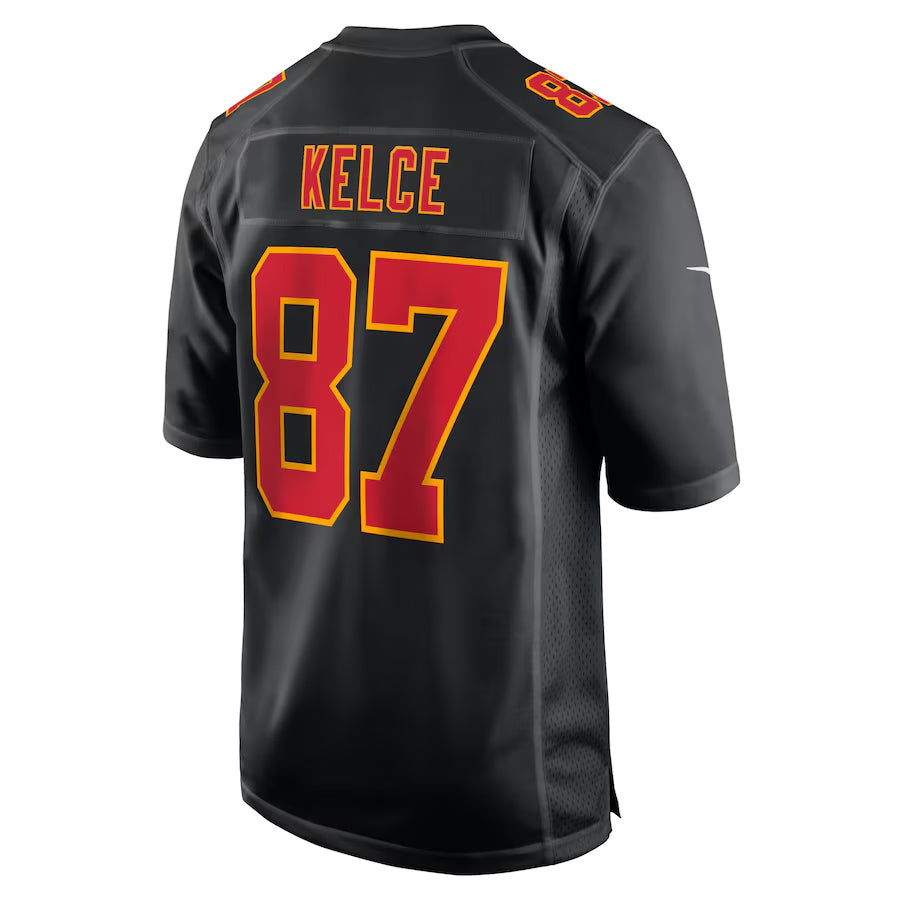 Punc KC.Chiefs #87 Travis Kelce Player Carbon Black Fashion Game Stitched Jerseys