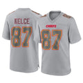Punc KC.Chiefs #87 Travis Kelce Player Gray Atmosphere Fashion Game Stitched Jerseys