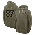 Punc KC.Chiefs #87 Travis Kelce Player Olive Salute to Service Hoodies Stitched Jerseys