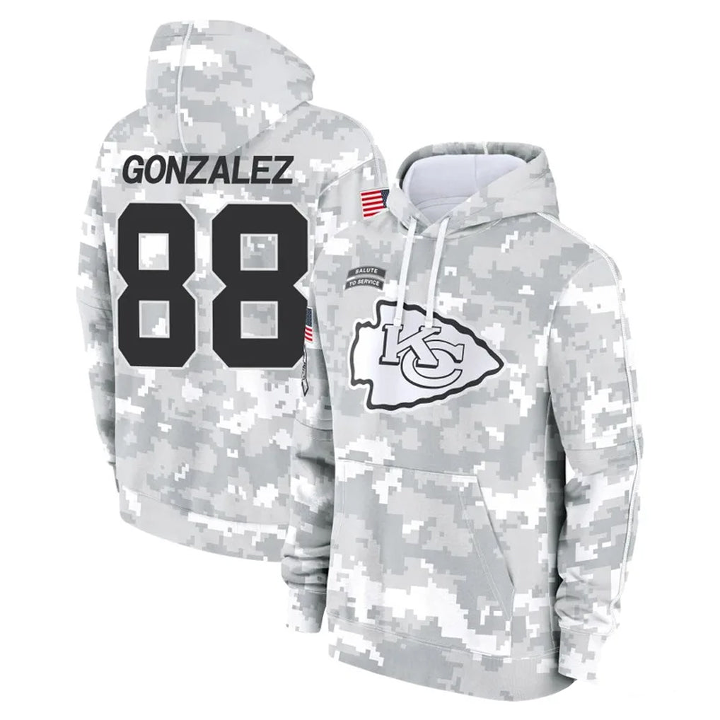 Punc KC.Chiefs #88 Tony Gonzalez Player Arctic Camo Salute to Service Hoodies Limited Game Stitched Jerseys