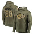 Punc KC.Chiefs #88 Tony Gonzalez Player Olive Salute to Service Pullover Hoodies Home Game Stitched Jerseys