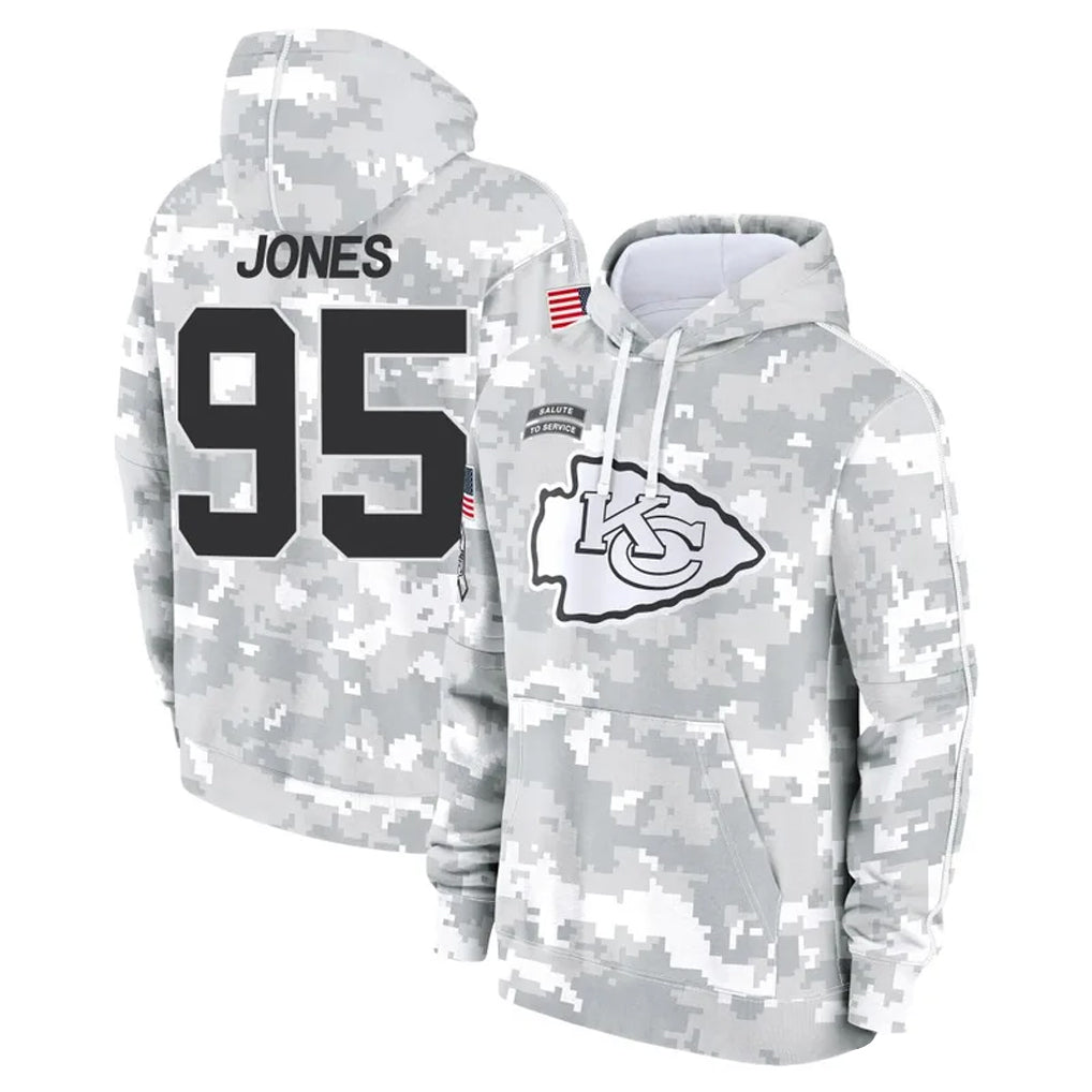 Punc KC.Chiefs #95 Chris Jones Player Arctic Camo Salute to Service Hoodies Stitched Jerseys