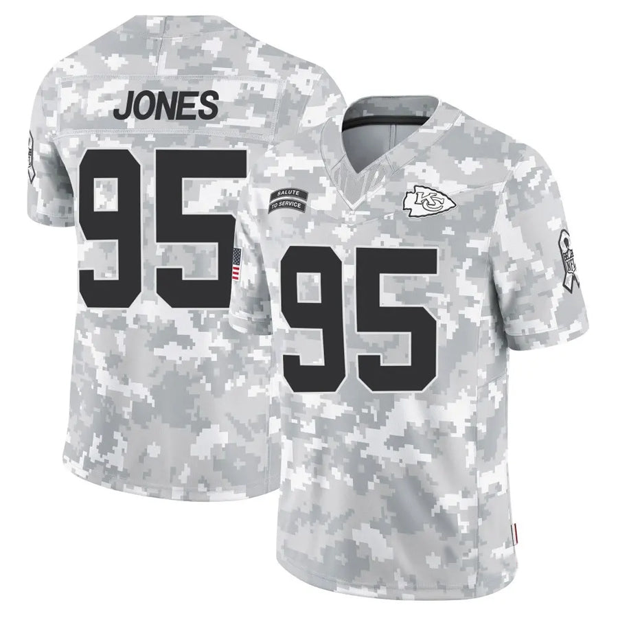 Punc KC.Chiefs #95 Chris Jones Player Arctic Camo Salute to Service Limited Stitched Jerseys