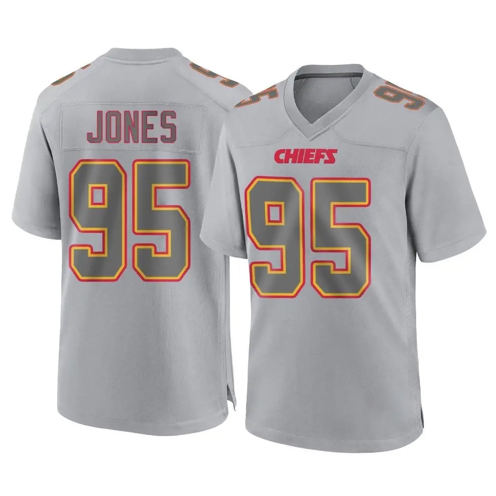 Punc KC.Chiefs #95 Chris Jones Player Gray Atmosphere Fashion Game Stitched Jerseys