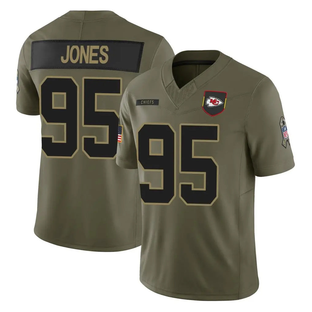 Punc KC.Chiefs #95 Chris Jones Player Olive 2025 Salute To Service Limited Game Stitched Jerseys