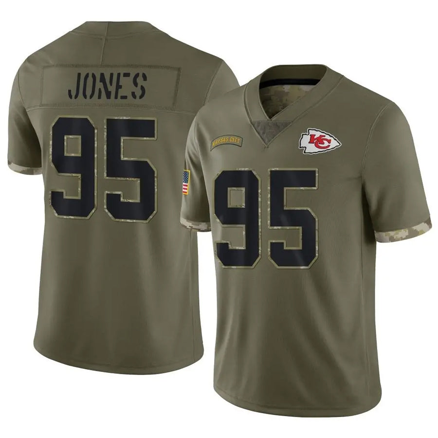 Punc KC.Chiefs #95 Chris Jones Player Olive Salute To Service Stitched Jerseys
