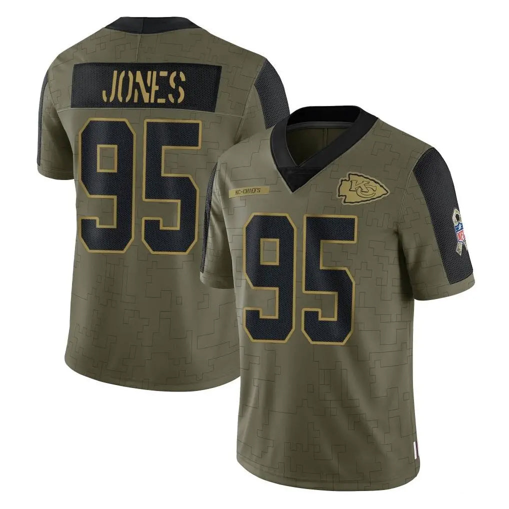 Punc KC.Chiefs #95 Chris Jones Player Olive Salute To Service Limited Game Stitched Jerseys
