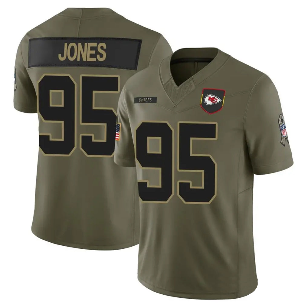 Punc KC.Chiefs #95 Chris Jones Player Olive Salute to Service Limited Stitched Jerseys
