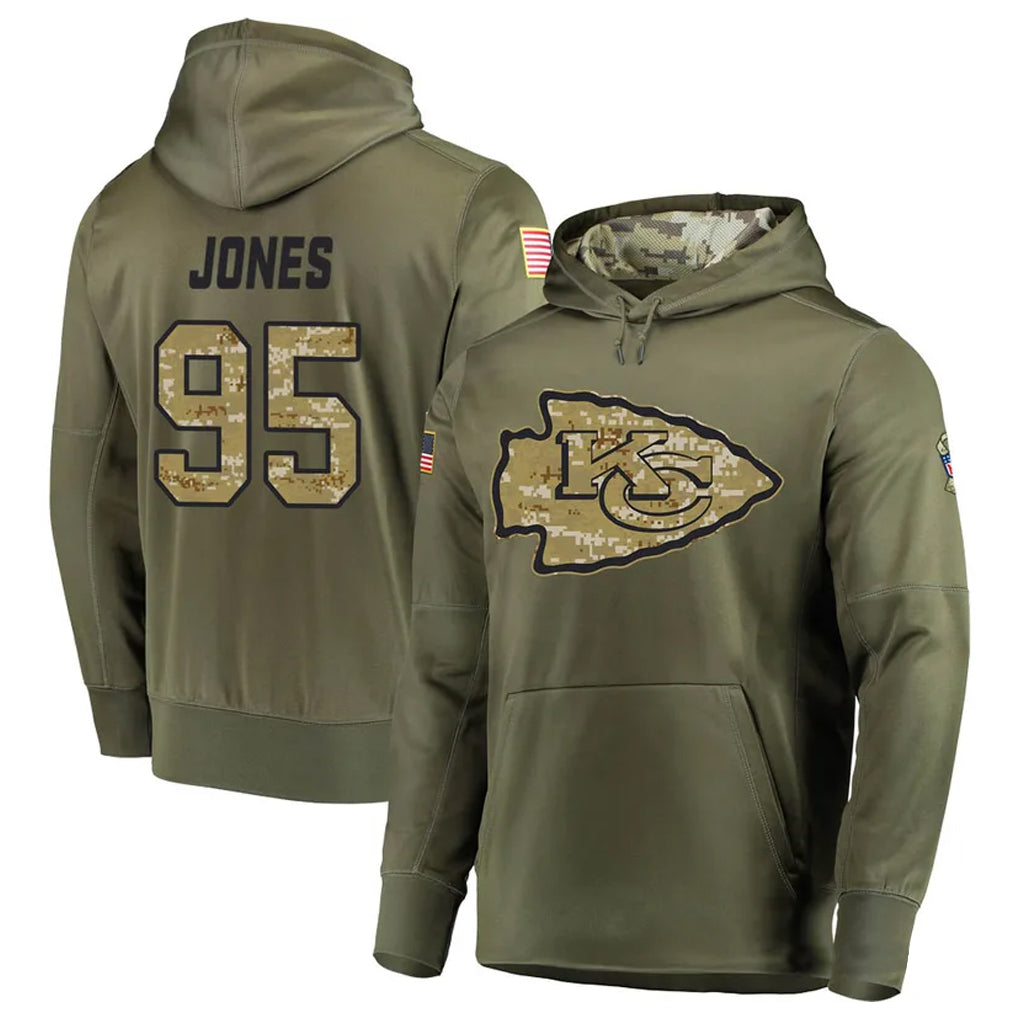 Punc KC.Chiefs #95 Chris Jones Player Salute to Service Limited Olive Hoodies Stitched Jerseys