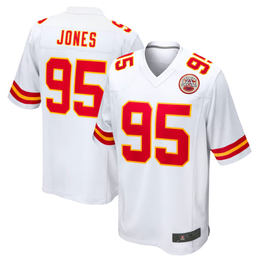 Punc KC.Chiefs #95 Chris Jones Player White Home Game Stitched Jersey