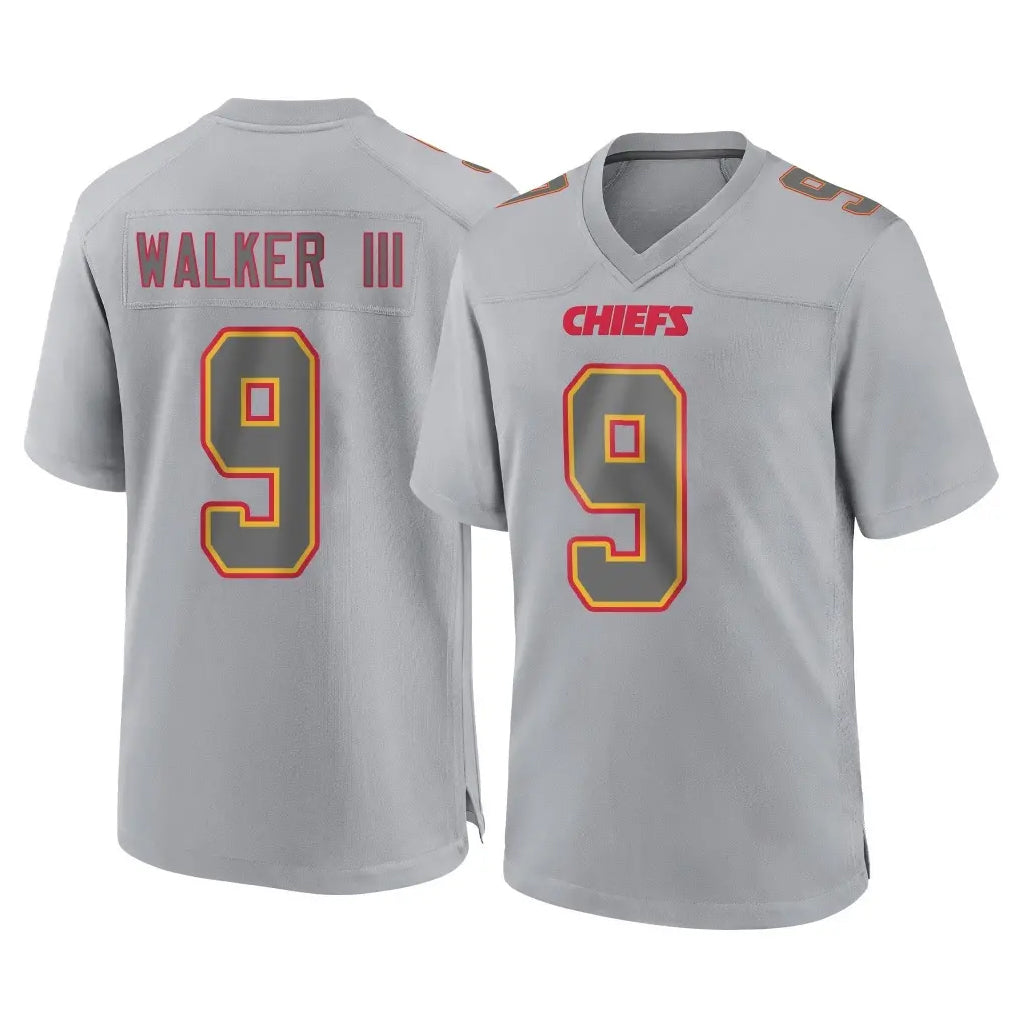 Punc KC.Chiefs #9 Kenneth Walker III Player Gray Atmosphere Fashion Game Stitched Jerseys