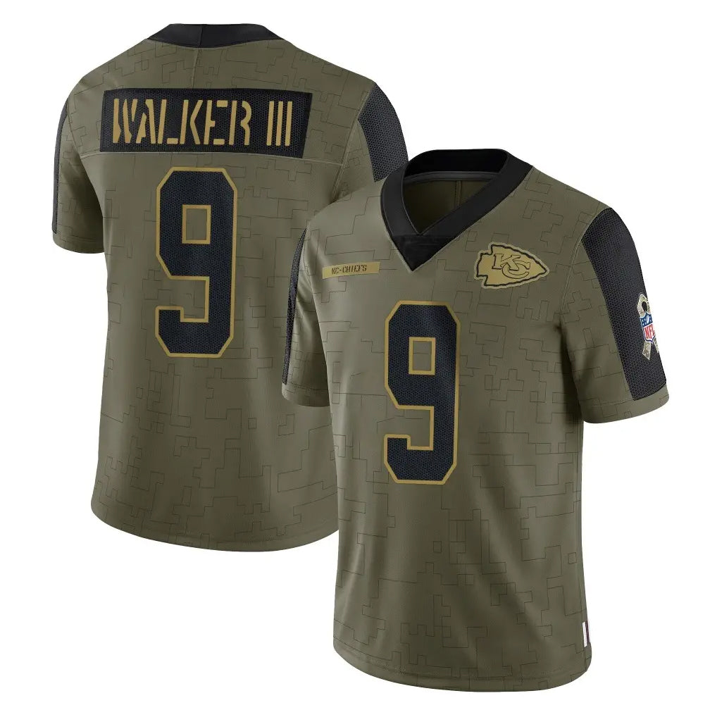 Punc KC.Chiefs #9 Kenneth Walker III Player Olive Salute To Service Limited Game Stitched Jerseys
