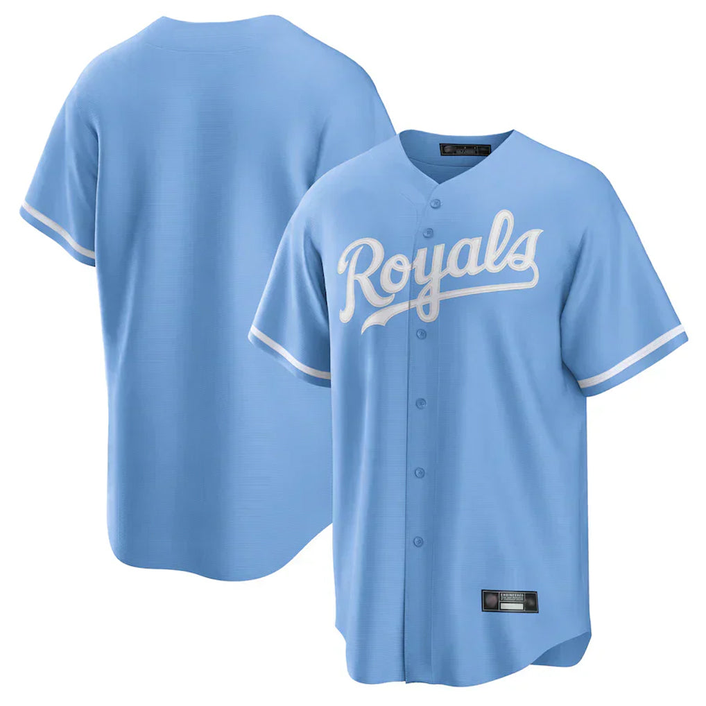 Punc KC.Royals Light Blue Home Game Blank Player Stitched Jerseys