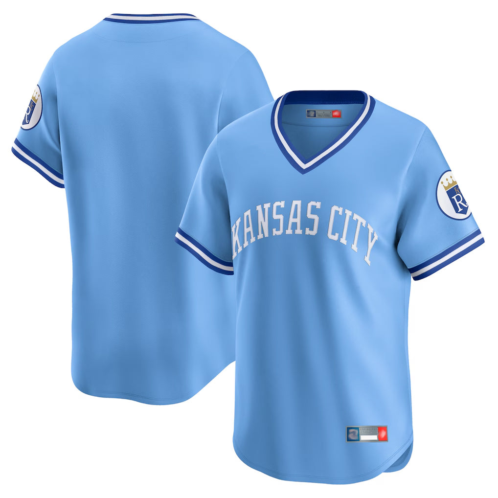 Punc KC.Royals Light Blue Limited Throwback Cooperstown Collection Blank Player T-shirt Stitched Jerseys