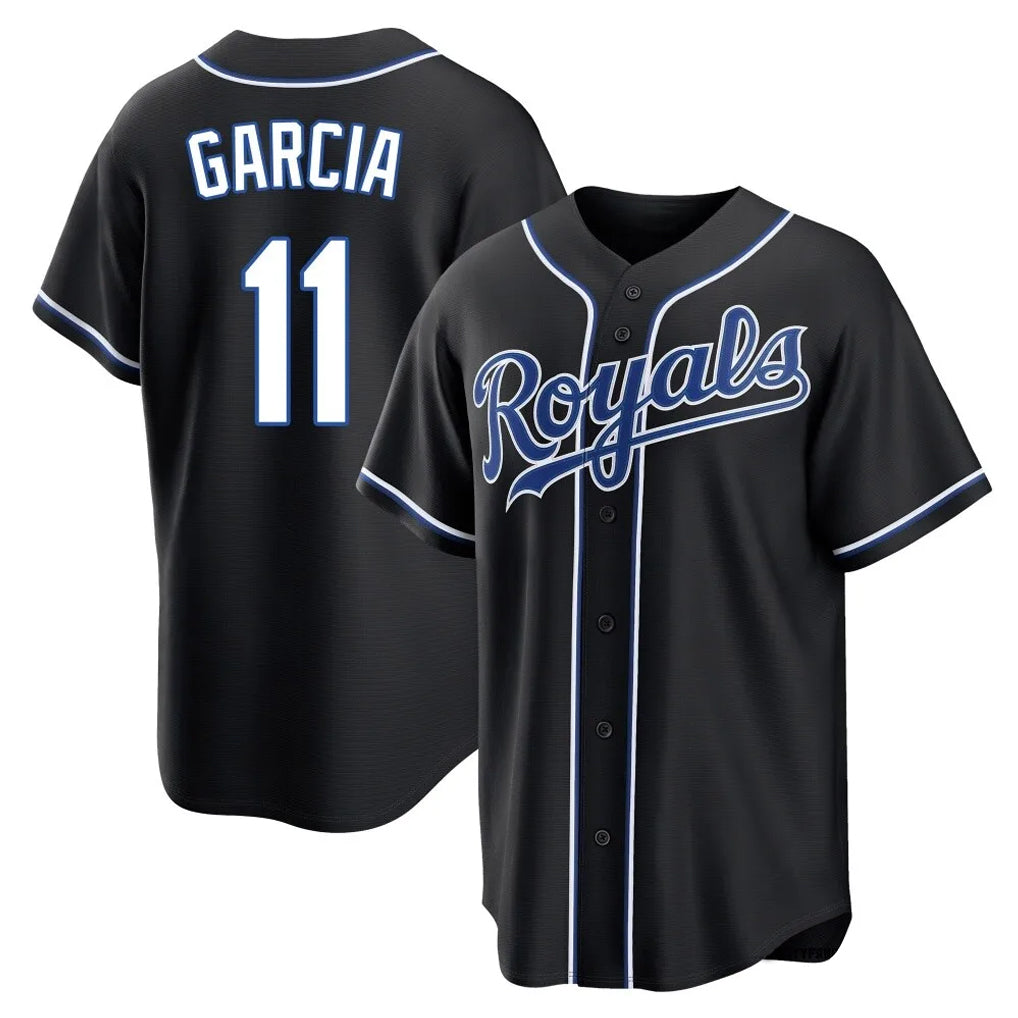Punc KC.Royals #11 Maikel Garcia Player Black Carbon Fashion Home Game Stitched Jerseys