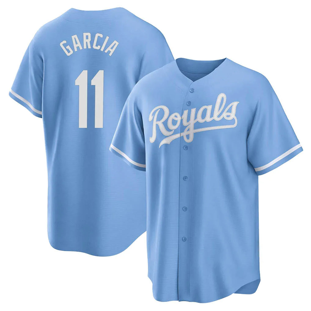 Punc KC.Royals #11 Maikel Garcia Player Light Blue Home Game Stitched Jerseys