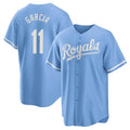 Punc KC.Royals #11 Maikel Garcia Player Light Blue Home Game Stitched Jerseys