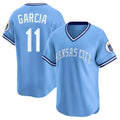 Punc KC.Royals #11 Maikel Garcia Player Light Blue Limited Throwback Cooperstown Collection T-shirt Stitched Jerseys