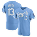 Punc KC.Royals #13 Salvador Perez Player Light Blue Alt Limited Elite Home Stitched Jerseys