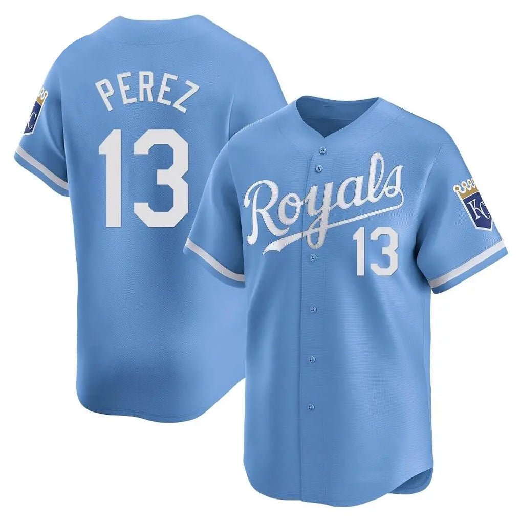 Punc KC.Royals #13 Salvador Perez Player Light Blue Alt Limited Home Stitched Jerseys