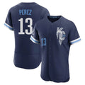 Punc KC.Royals #13 Salvador Perez Player Navy City Connect Limited Elite Home Stitched Jerseys