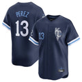 Punc KC.Royals #13 Salvador Perez Player Navy City Connect Limited Home Stitched Jerseys