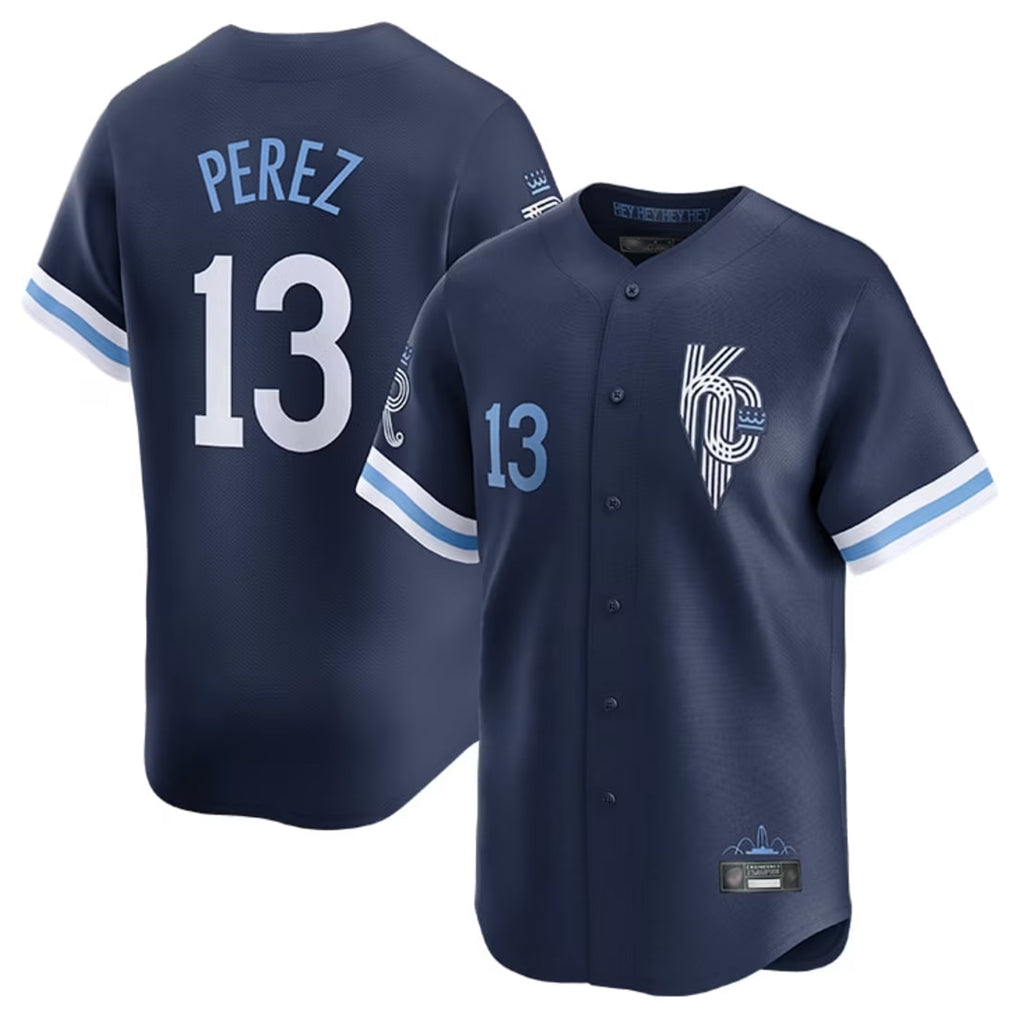Punc KC.Royals #13 Salvador Perez Player Navy City Connect Limited Home Stitched Jerseys