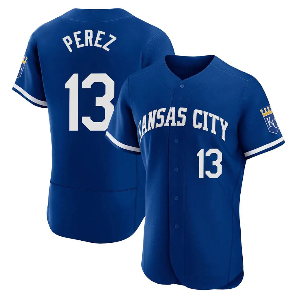 Punc KC.Royals #13 Salvador Perez Player Royal City Connect Limited Elite Home Game Stitched Jerseys