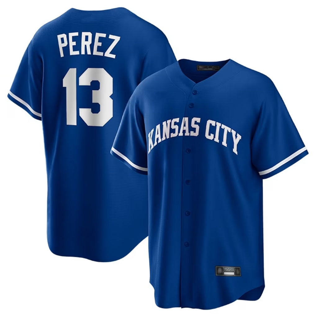 Punc KC.Royals #13 Salvador Perez Player Royal Game Home Stitched Jerseys